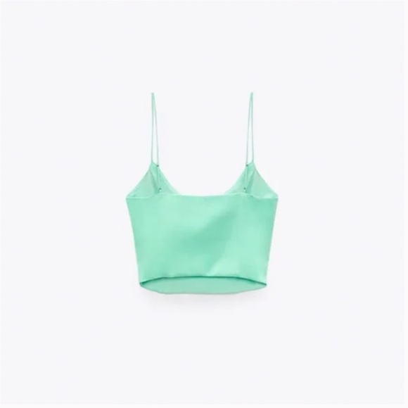 ZARA NWT satin effect crop top in green - Picture 2 of 5